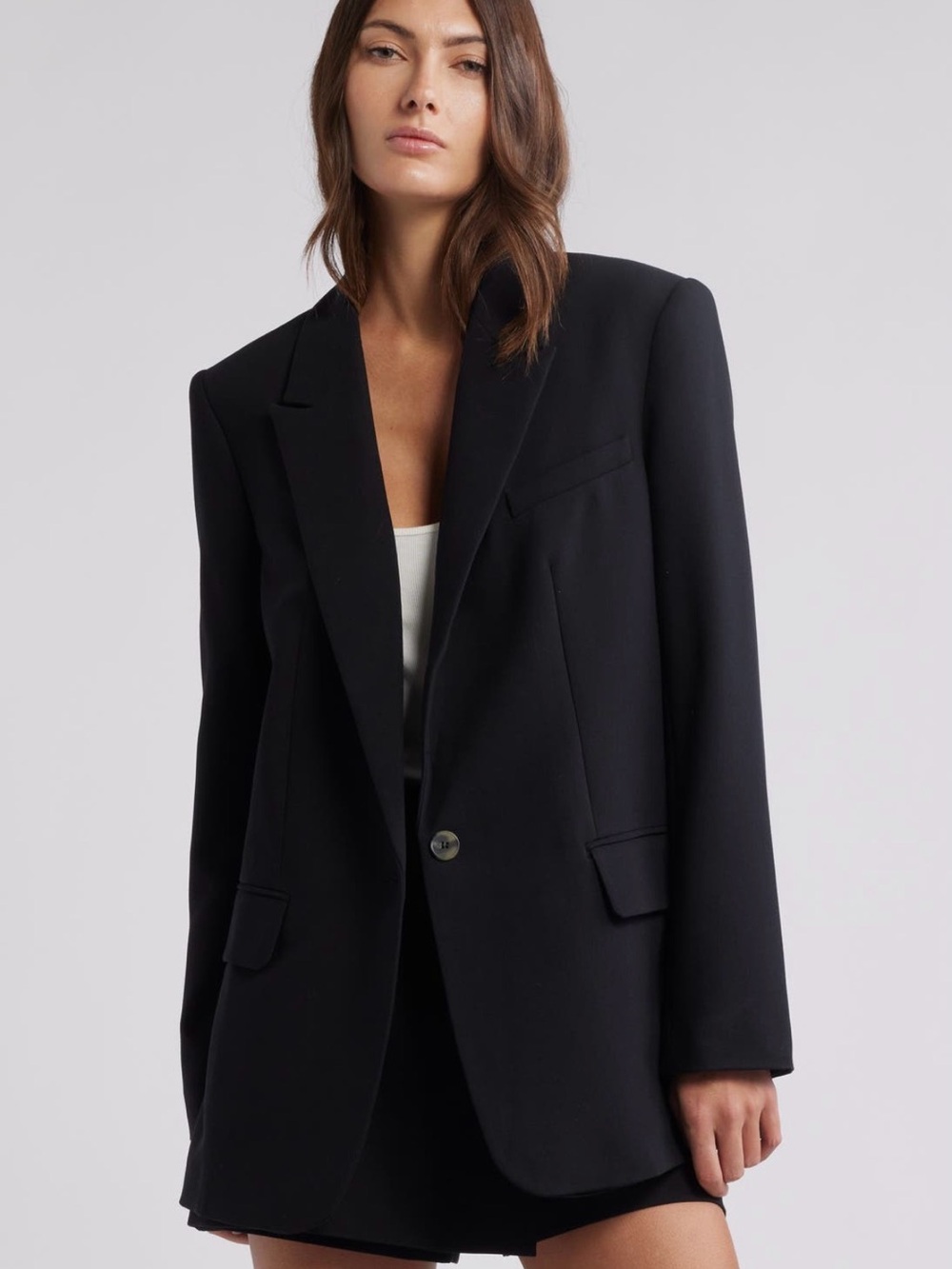 Black Oversize Lightweight Single-Button Women's Blazer - Size M
